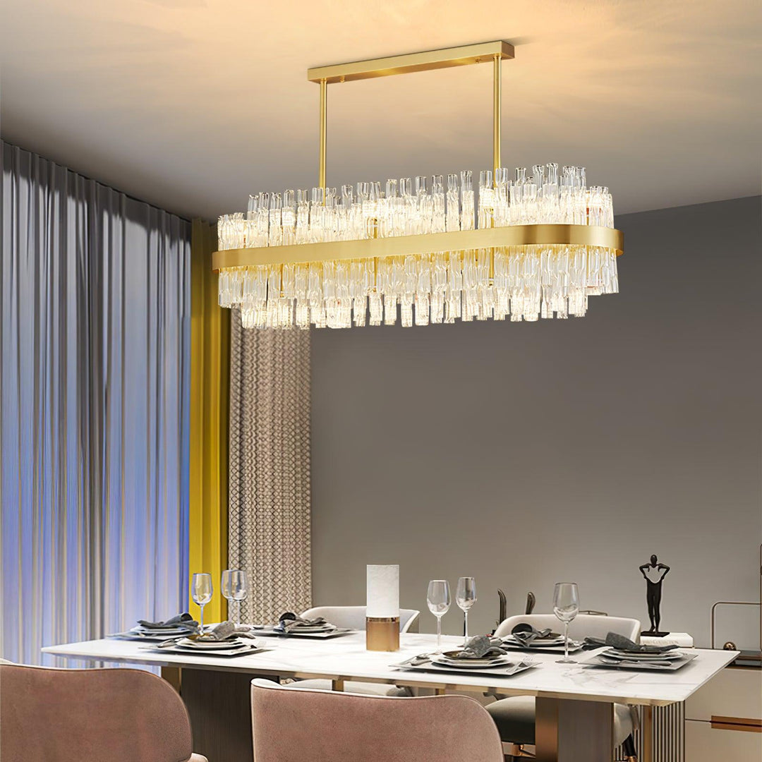 Gold & Clear Rod Chandelier - Vakkerlight