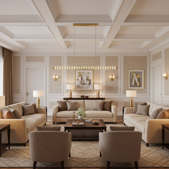 Golden Grid Linear Pendant Lamp - Vakkerlight