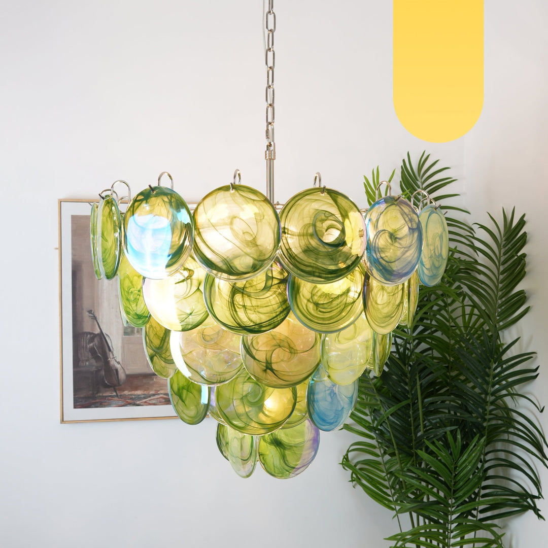 Green Murano Disc Chandelier - Vakkerlight