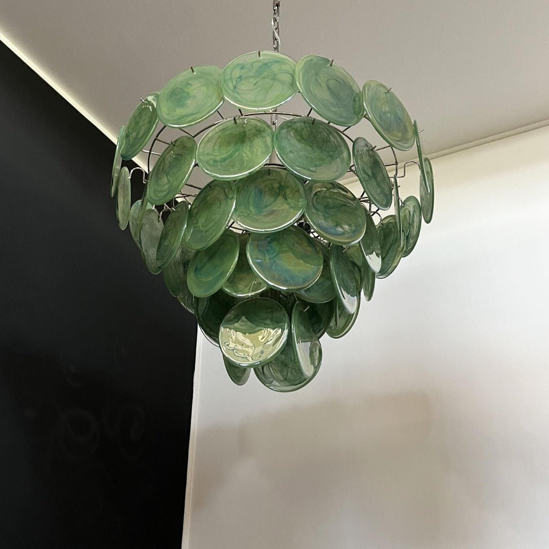 Green Murano Disc Chandelier - Vakkerlight