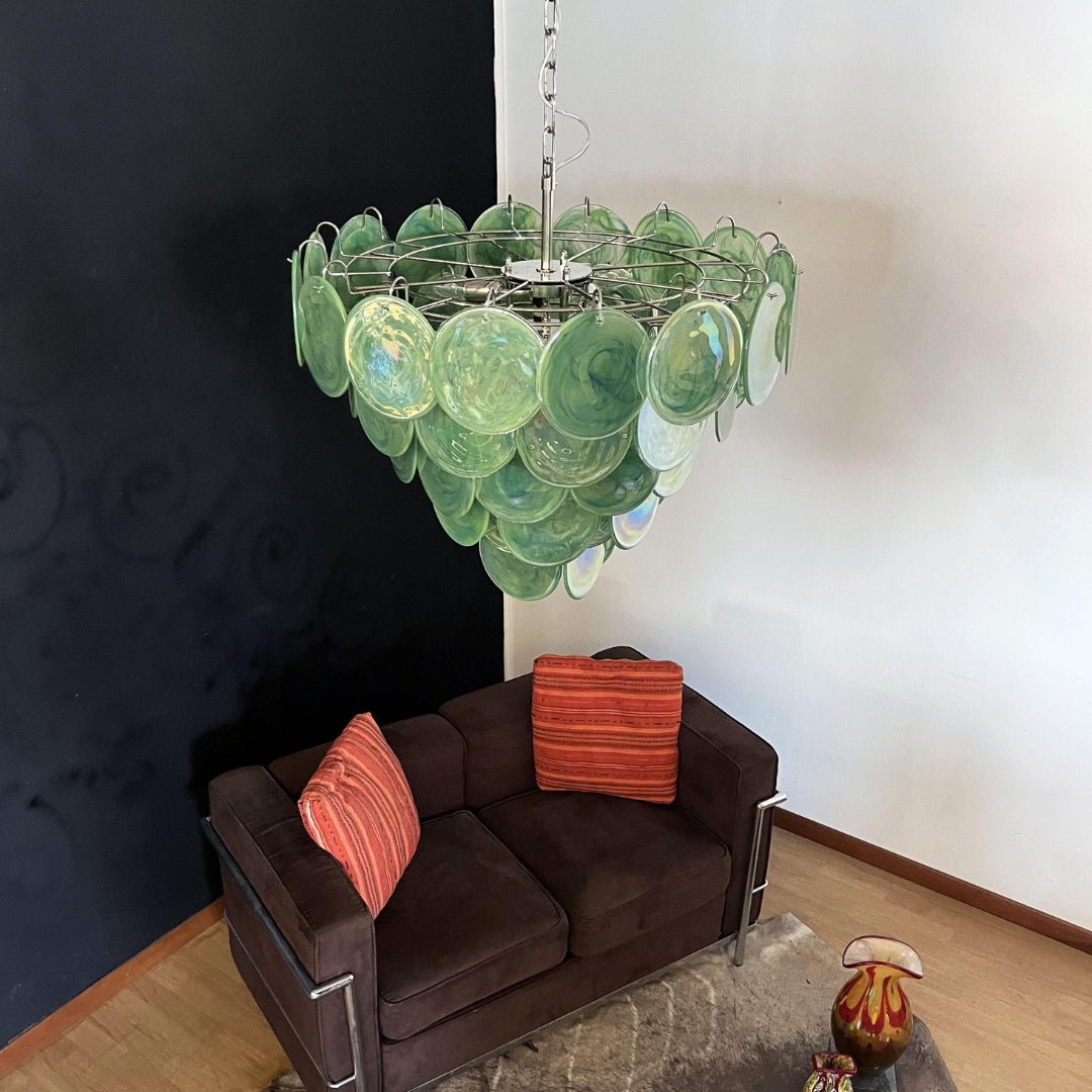 Green Murano Disc Chandelier - Vakkerlight