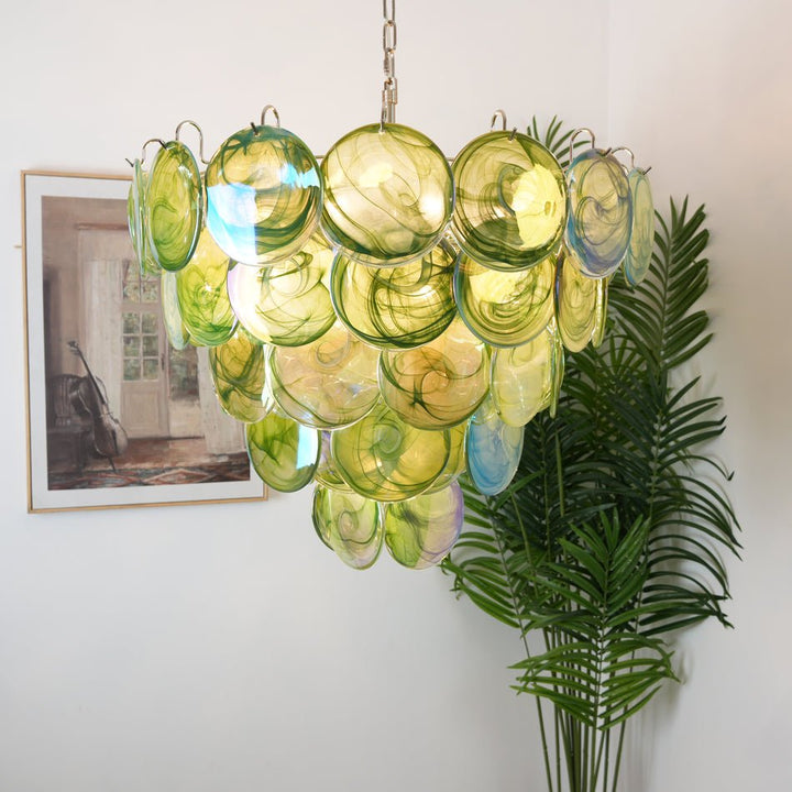 Green Murano Disc Chandelier - Vakkerlight