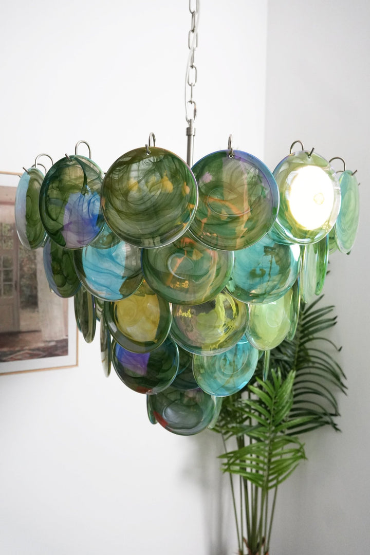 Green Murano Disc Chandelier - Vakkerlight