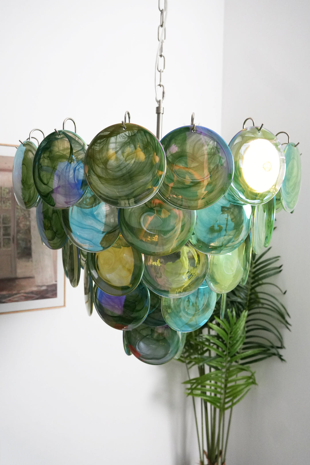 Green Murano Disc Chandelier