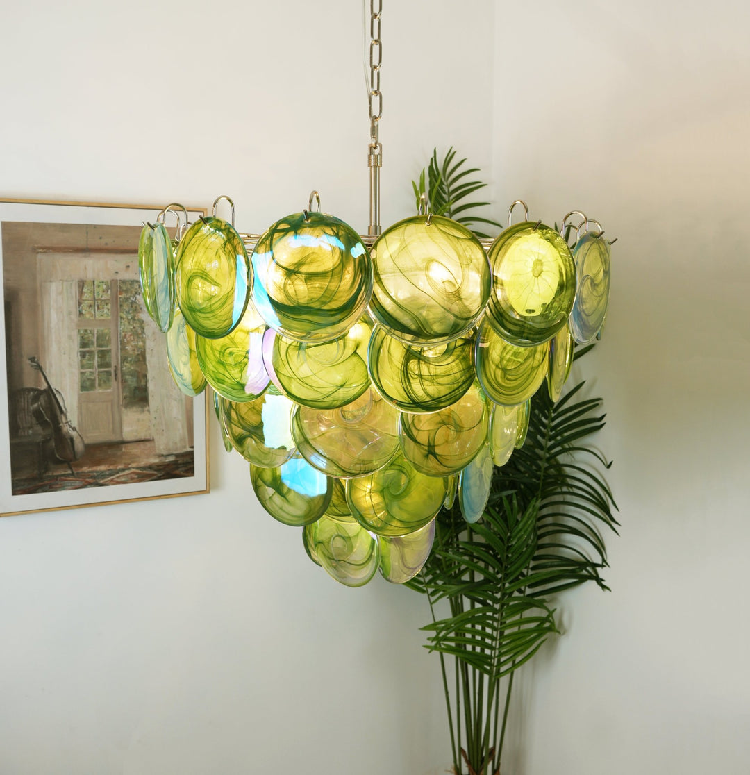 Green Murano Disc Chandelier - Vakkerlight