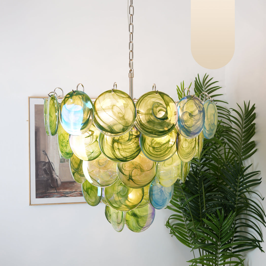 Green Murano Disc Chandelier