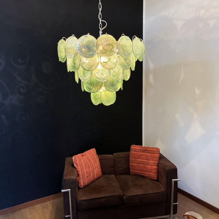 Green Murano Disc Chandelier - Vakkerlight