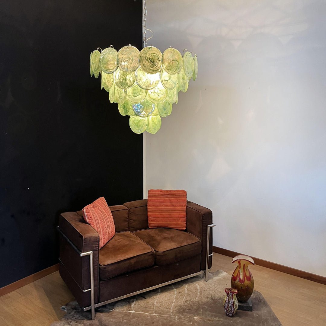 Green Murano Disc Chandelier - Vakkerlight