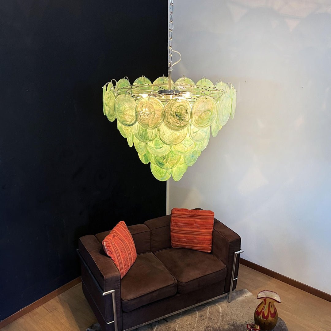 Green Murano Disc Chandelier - Vakkerlight