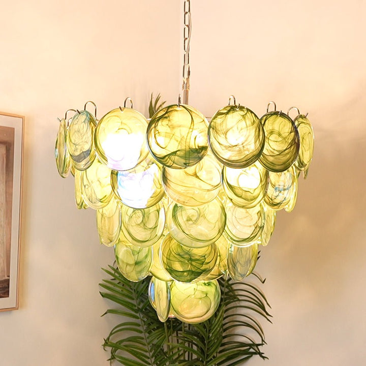 Green Murano Disc Chandelier - Vakkerlight