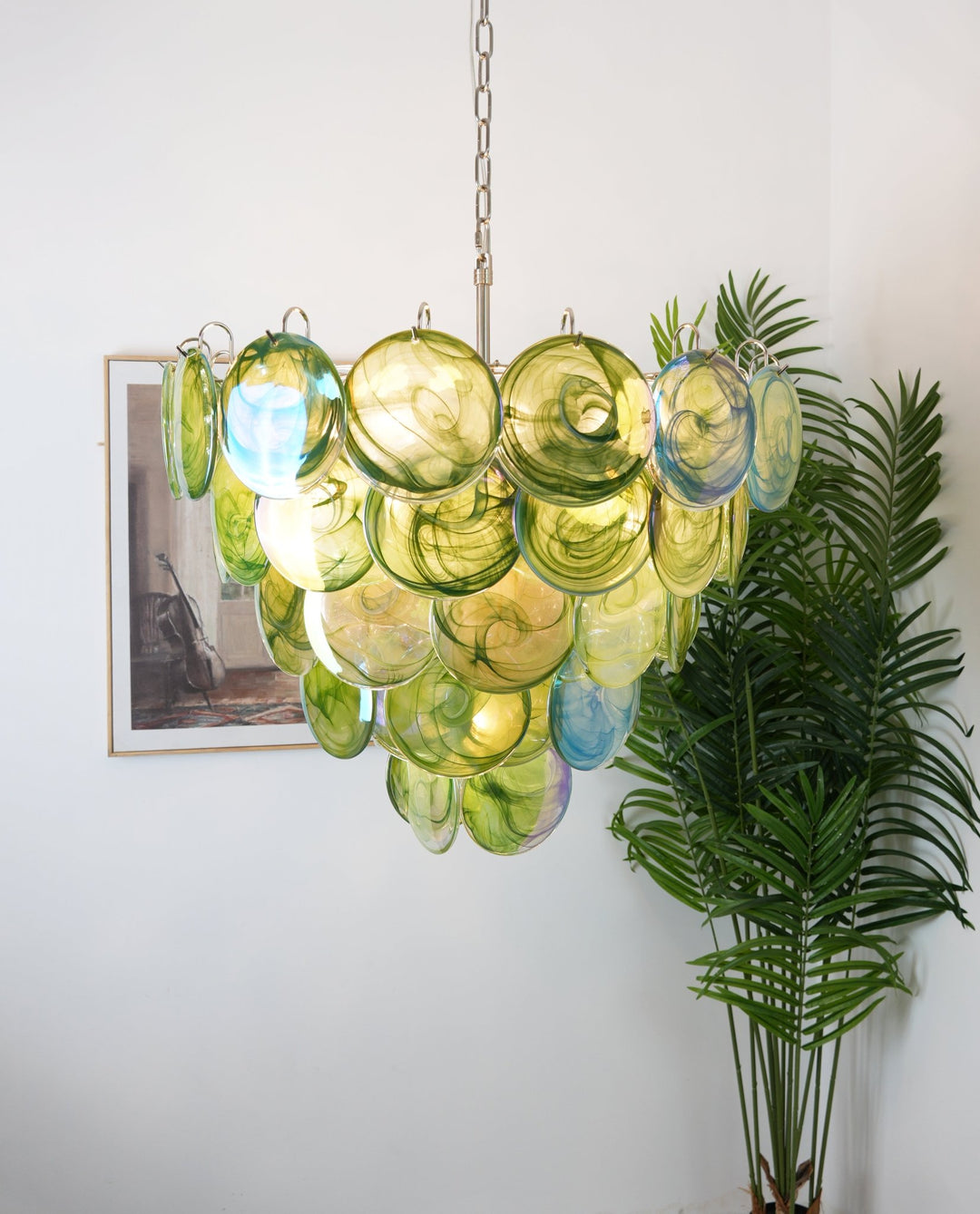 Green Murano Disc Chandelier - Vakkerlight