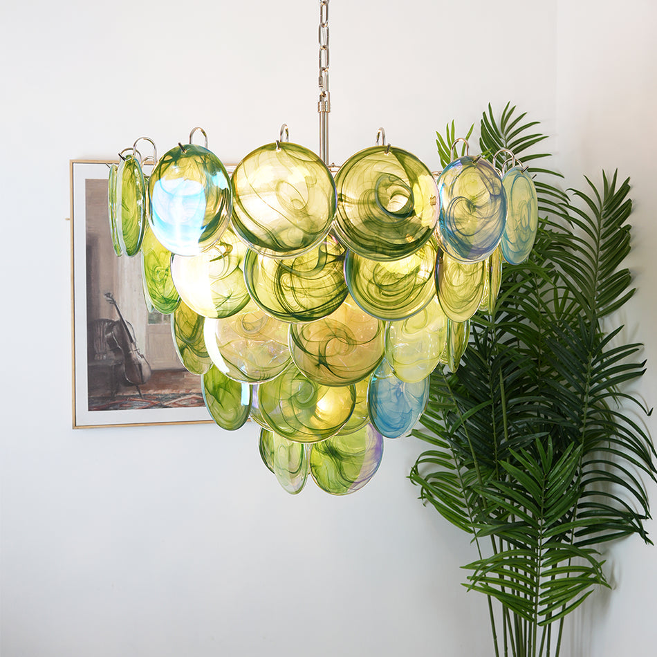 Green Murano Disc Chandelier