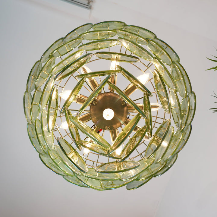 Green Murano Disc Chandelier - Vakkerlight