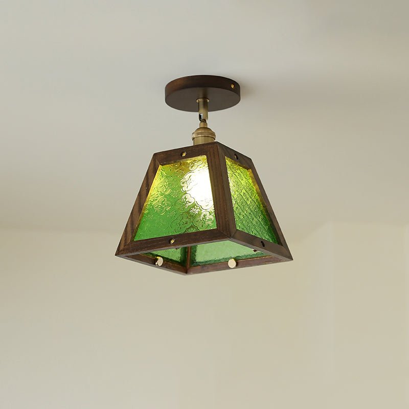 Green Patterned Glass Ceiling Light - Vakkerlight