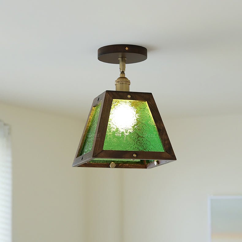 Green Patterned Glass Ceiling Light - Vakkerlight