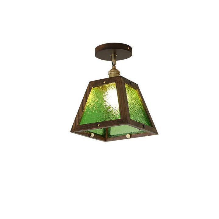 Green Patterned Glass Ceiling Light - Vakkerlight