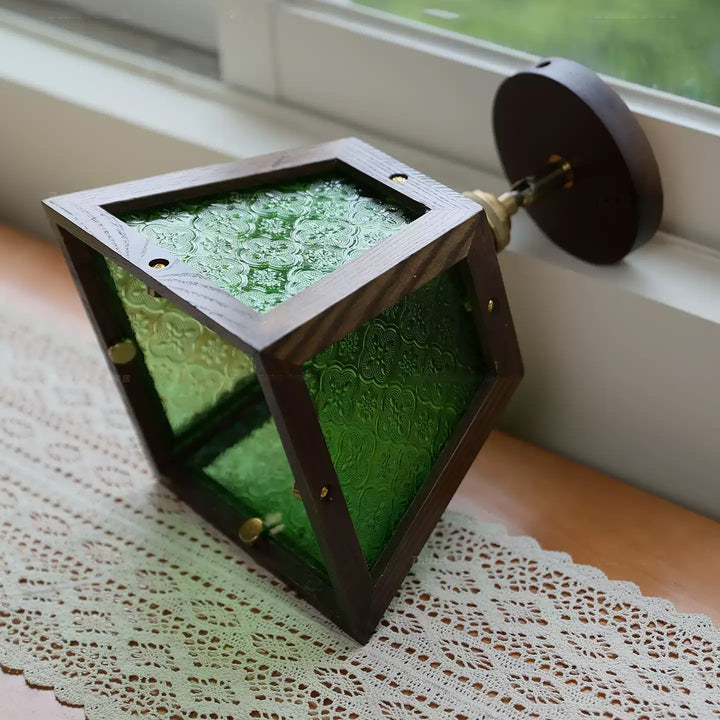 Green Patterned Glass Ceiling Light - Vakkerlight