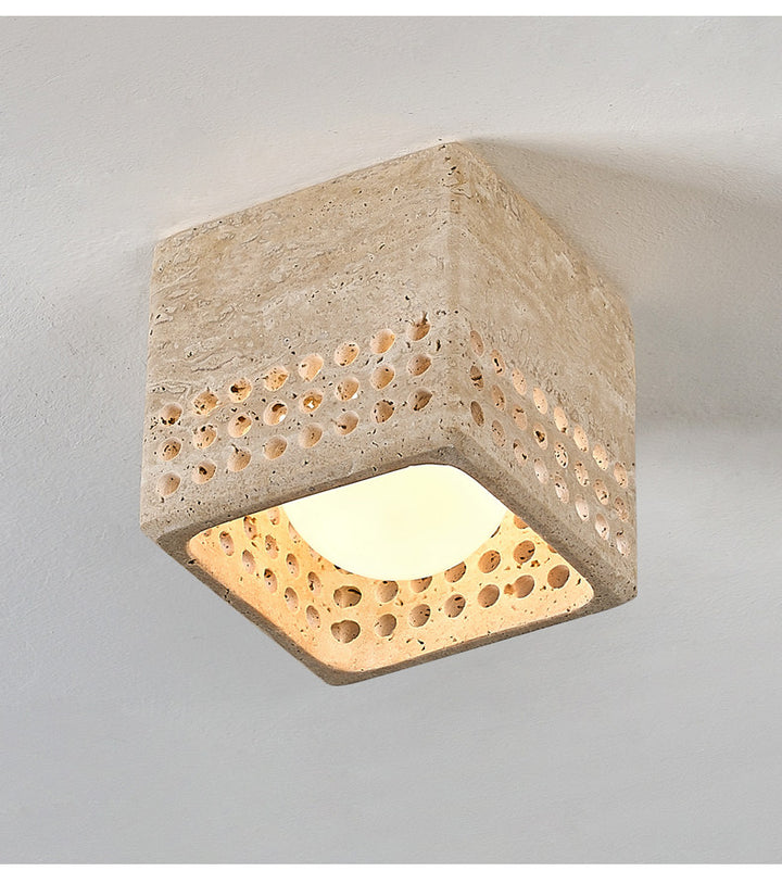 Grotto Travertine Flush Mount Light