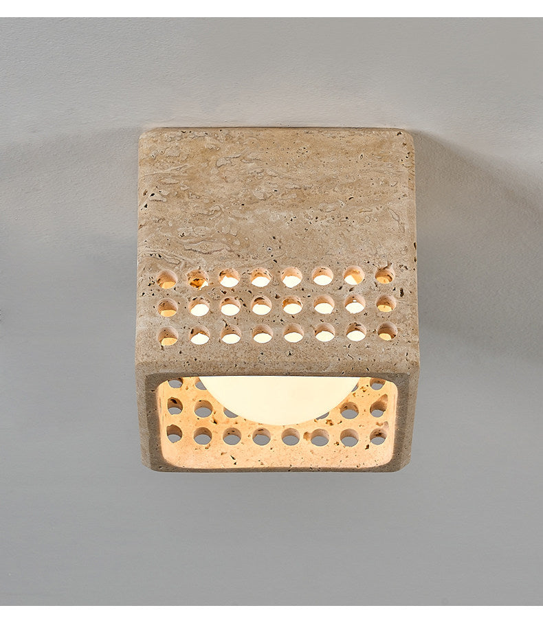 Grotto Travertine Flush Mount Light