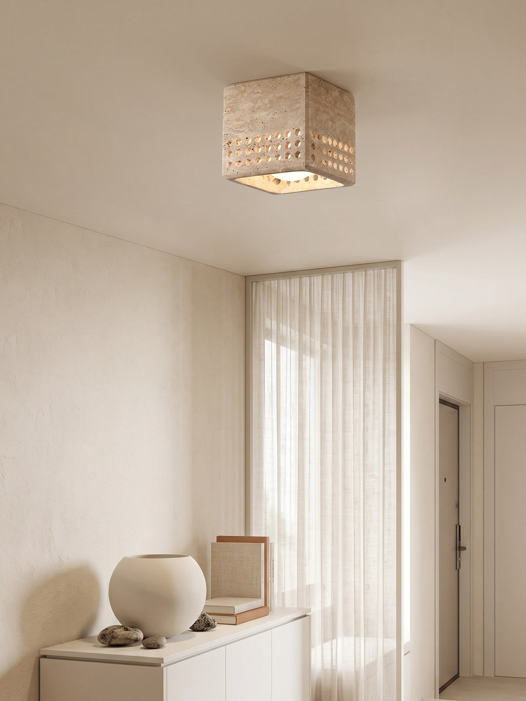 Grotto Travertine Flush Mount Light