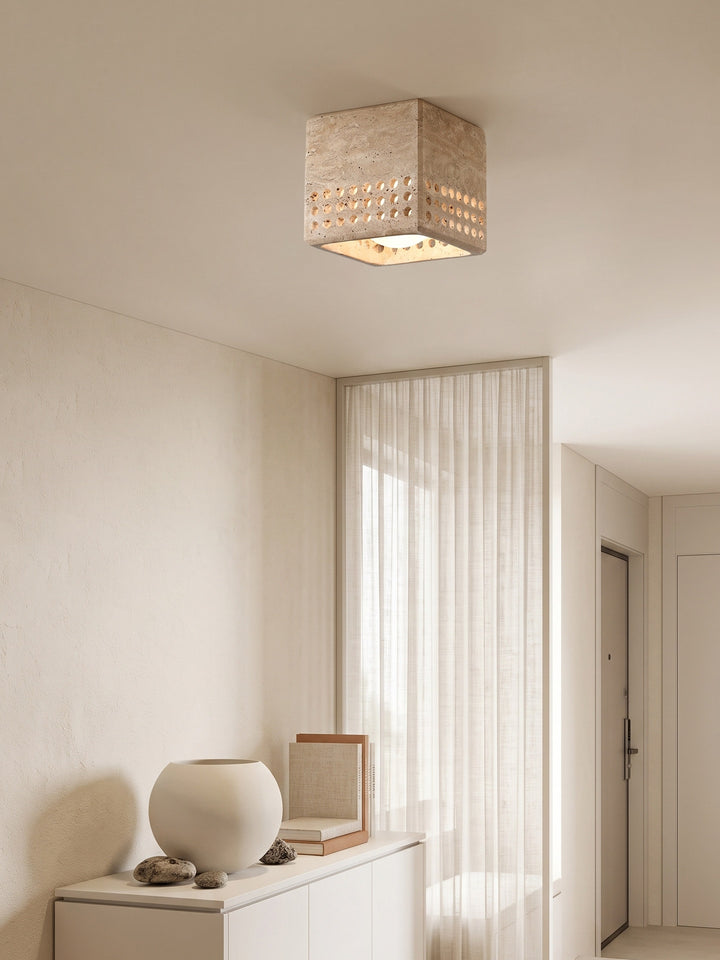 Grotto Travertine Flush Mount Light