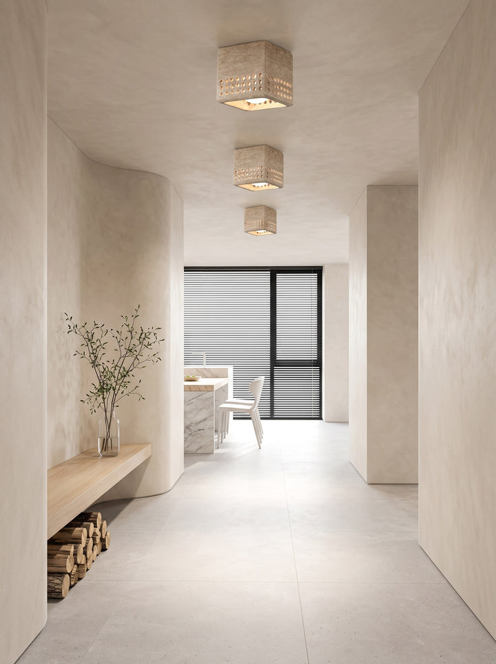Grotto Travertine Flush Mount Light
