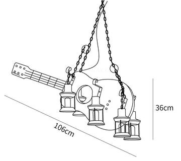 Guitar Pendant Light — Dimension drawings 2