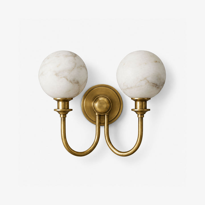 Halvessa Alabaster-Kugel-Doppel-Wandleuchte