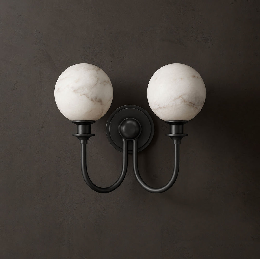 Halvessa Alabaster-Kugel-Doppel-Wandleuchte