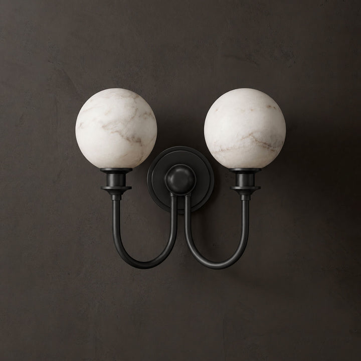 Halvessa Alabaster-Kugel-Doppel-Wandleuchte