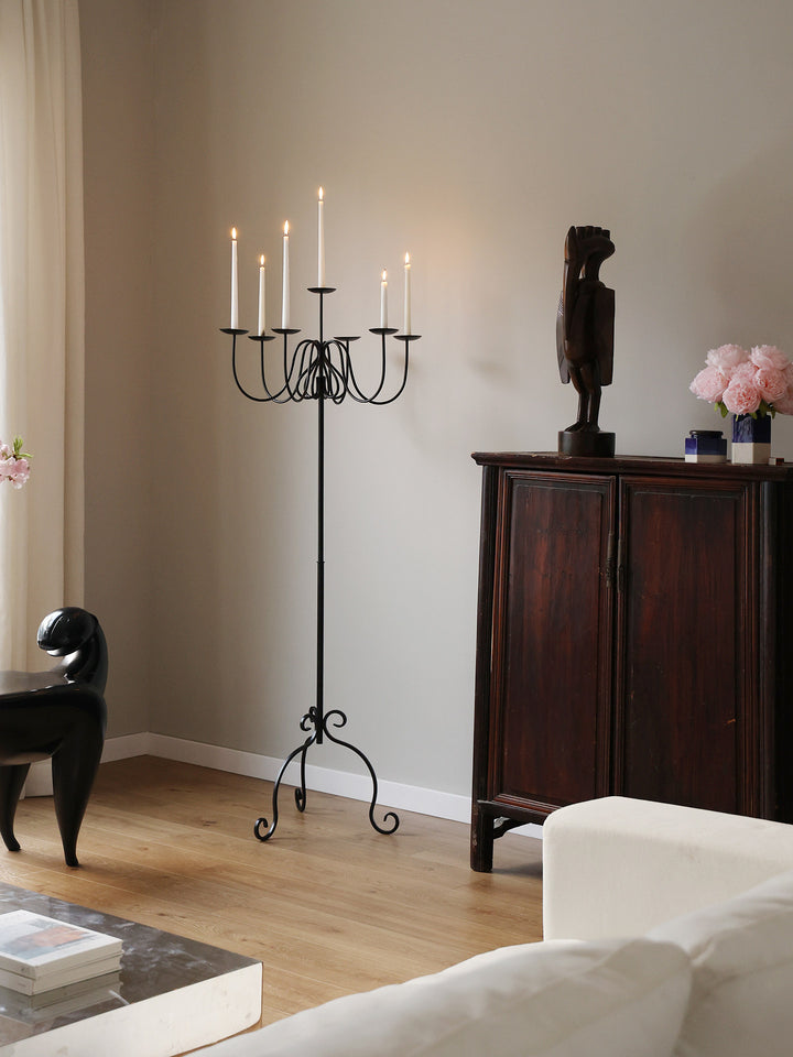 Wrought Iron Floor Candelabra