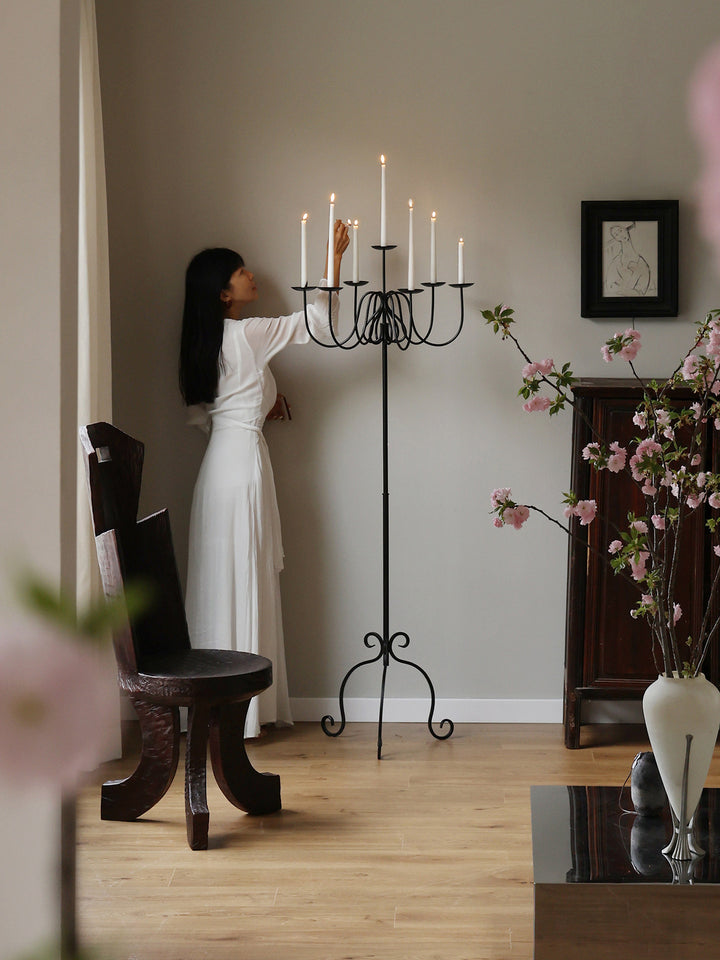 Wrought Iron Floor Candelabra