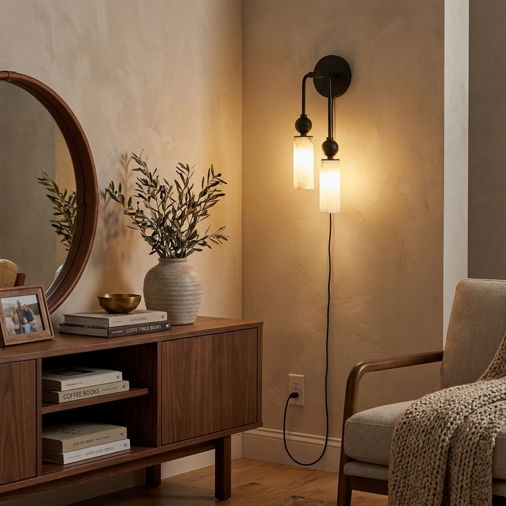 Harlin Alabaster Plug-in Wall Lamp