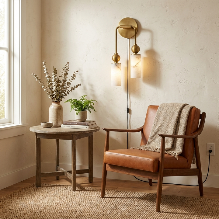 Harlin Alabaster Plug-in Wall Lamp