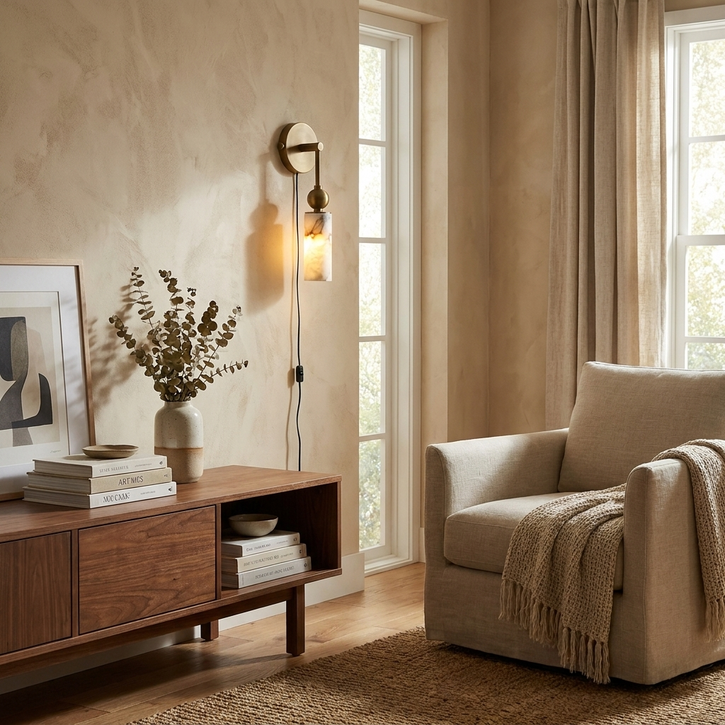 Harlin Alabaster Plug-in Wall Lamp
