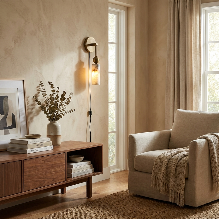 Harlin Alabaster Plug-in Wall Lamp
