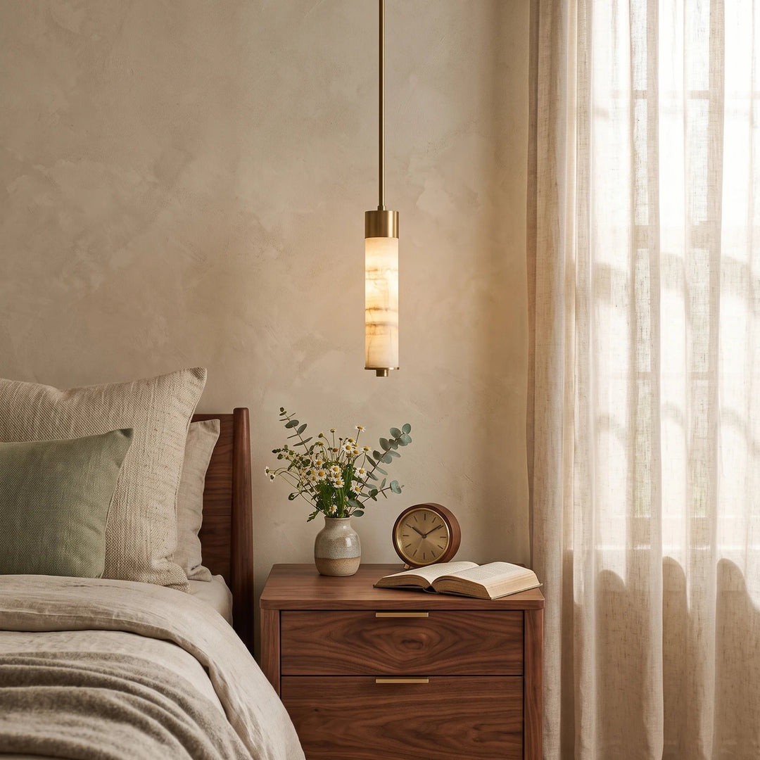 Helix Alabaster Column Chandelier