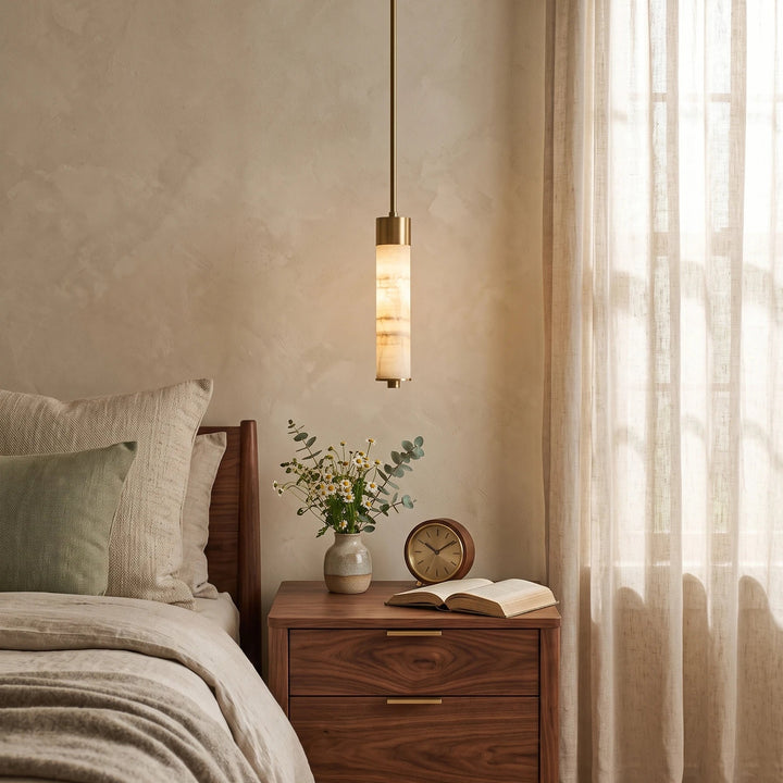 Helix Alabaster Column Chandelier