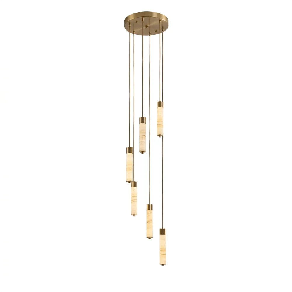 Helix Alabaster Column Chandelier