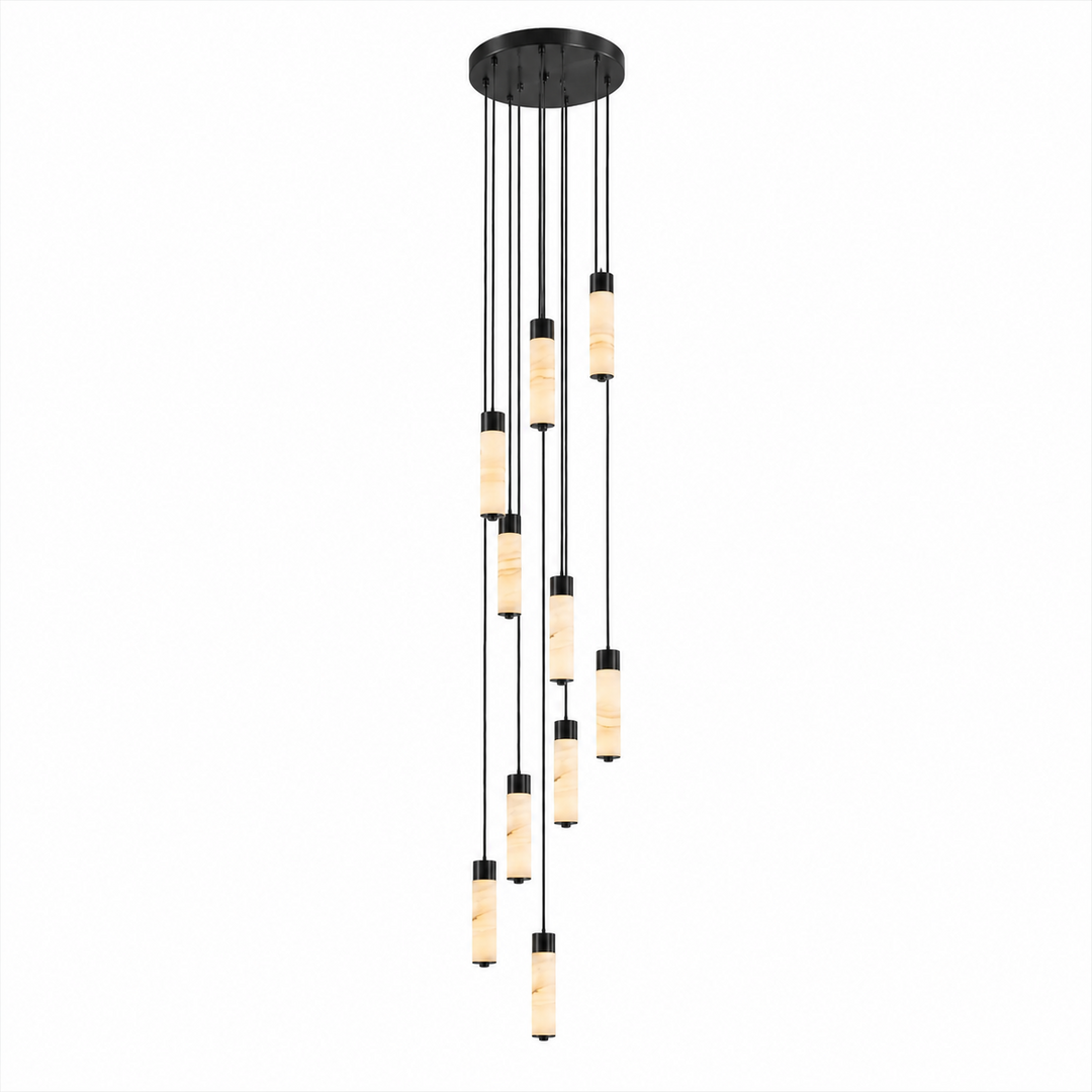 Helix Alabaster Column Chandelier