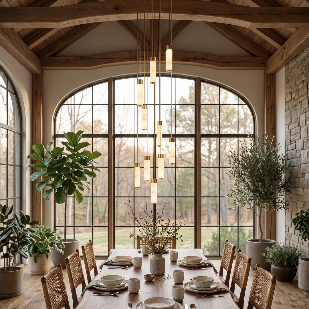 Helix Alabaster Column Chandelier