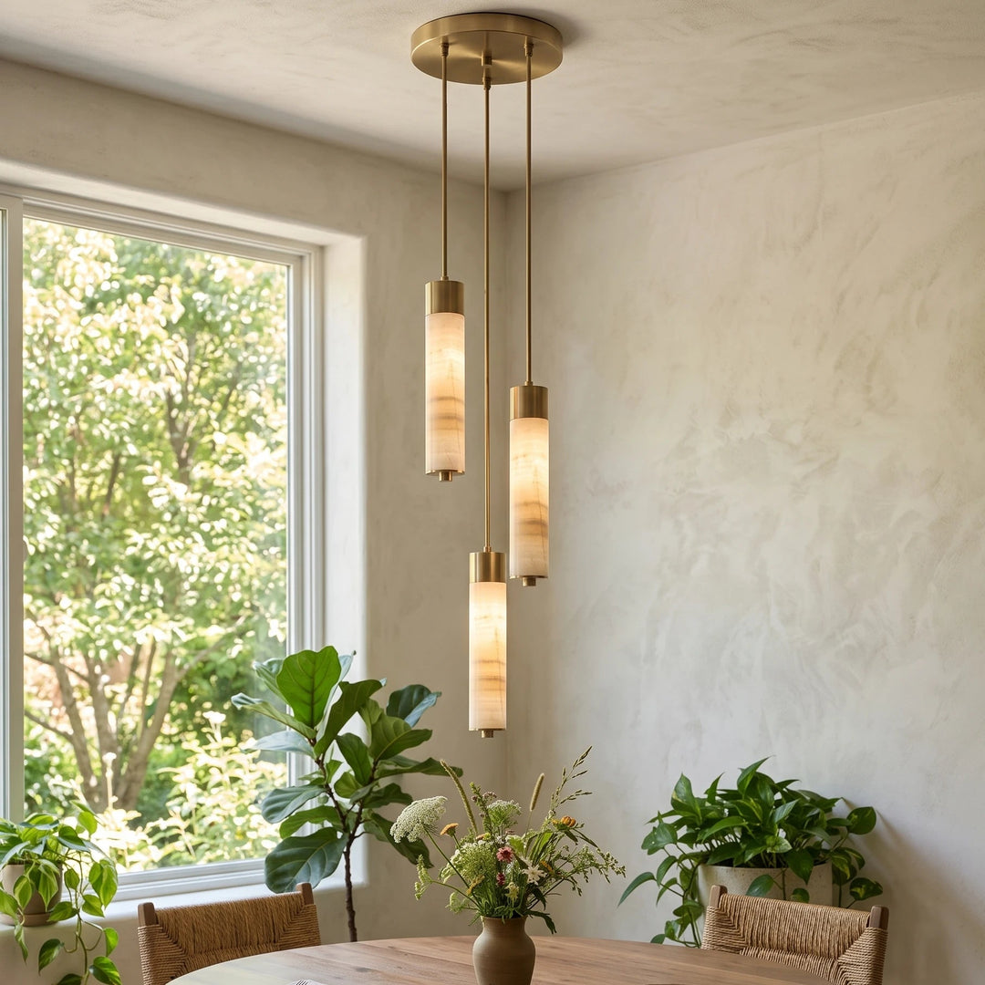 Helix Alabaster Column Chandelier