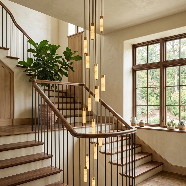 Helix Alabaster Column Chandelier