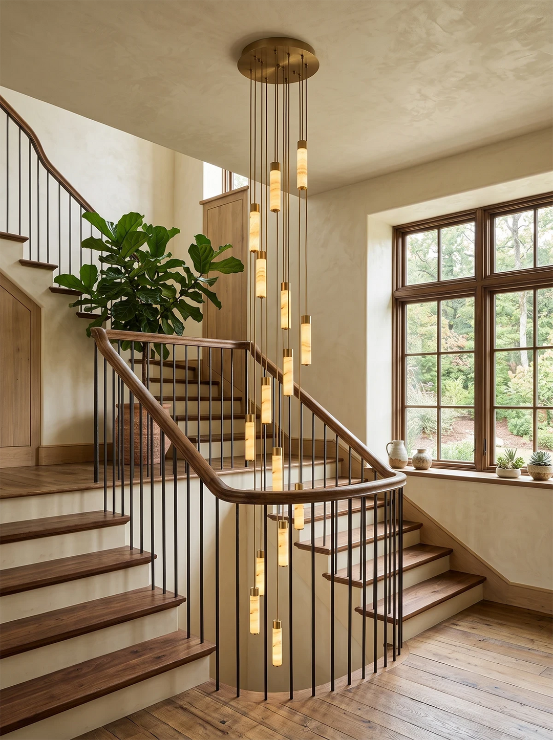 Helix Alabaster Column Chandelier