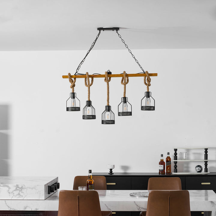 Hemp Rope Industrial Grenade Chandelier