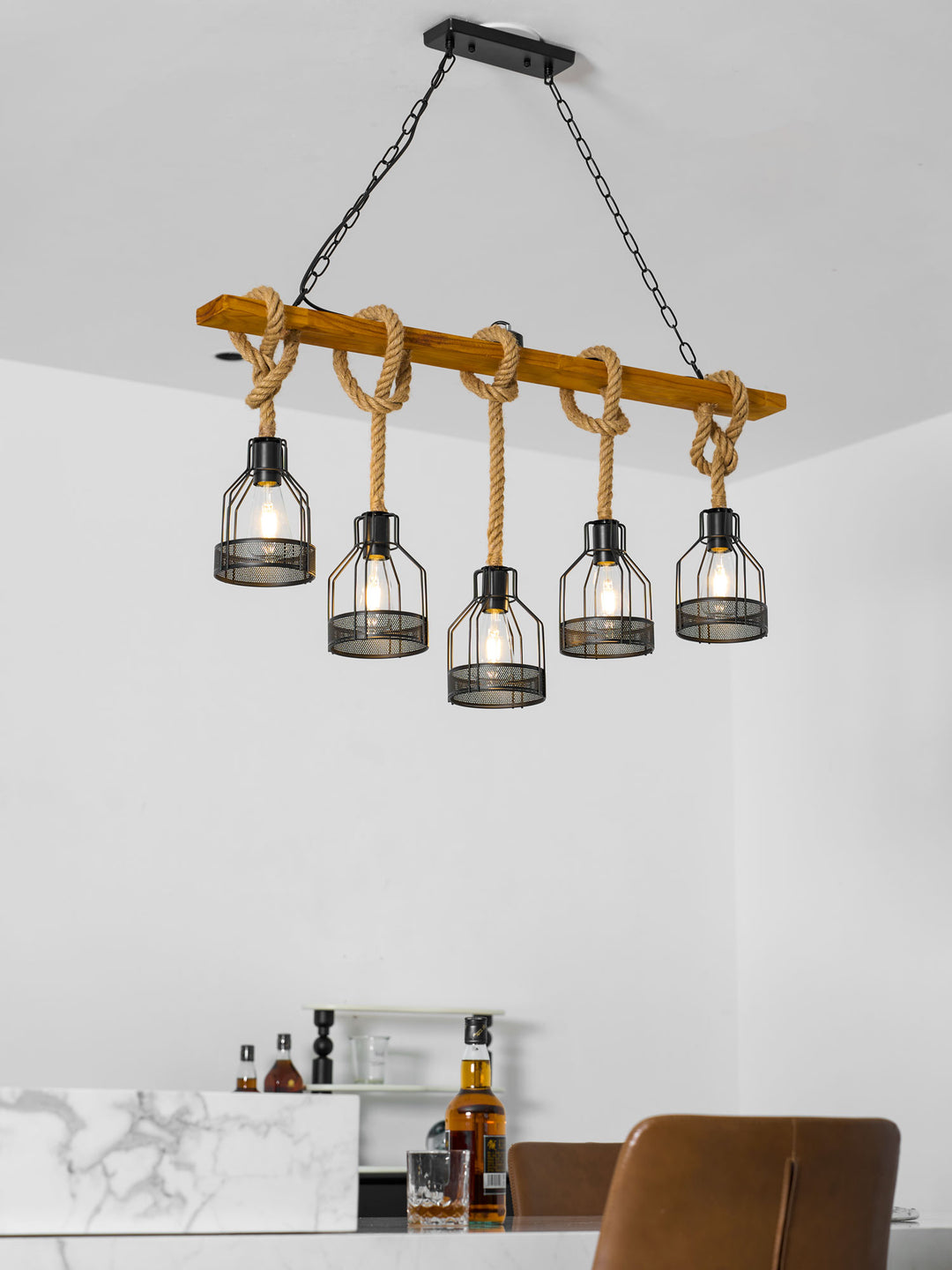 Hemp Rope Industrial Grenade Chandelier