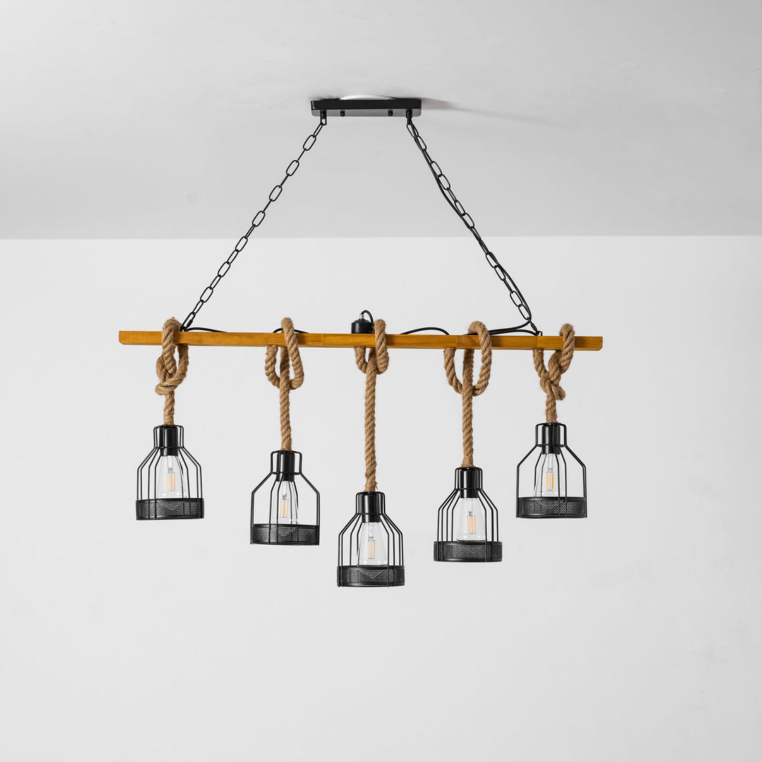 Hemp Rope Industrial Grenade Chandelier