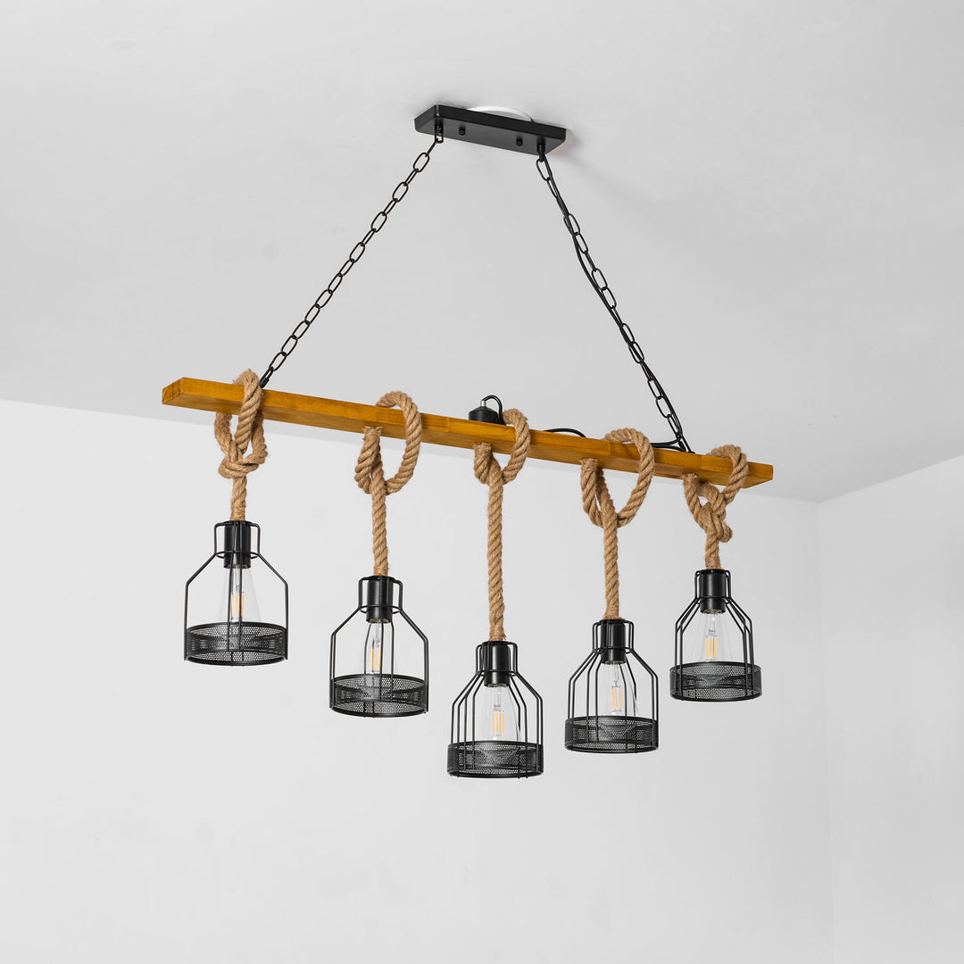 Hemp Rope Industrial Grenade Chandelier
