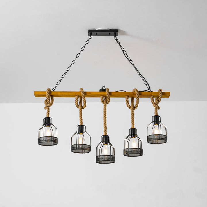 Hemp Rope Industrial Grenade Chandelier