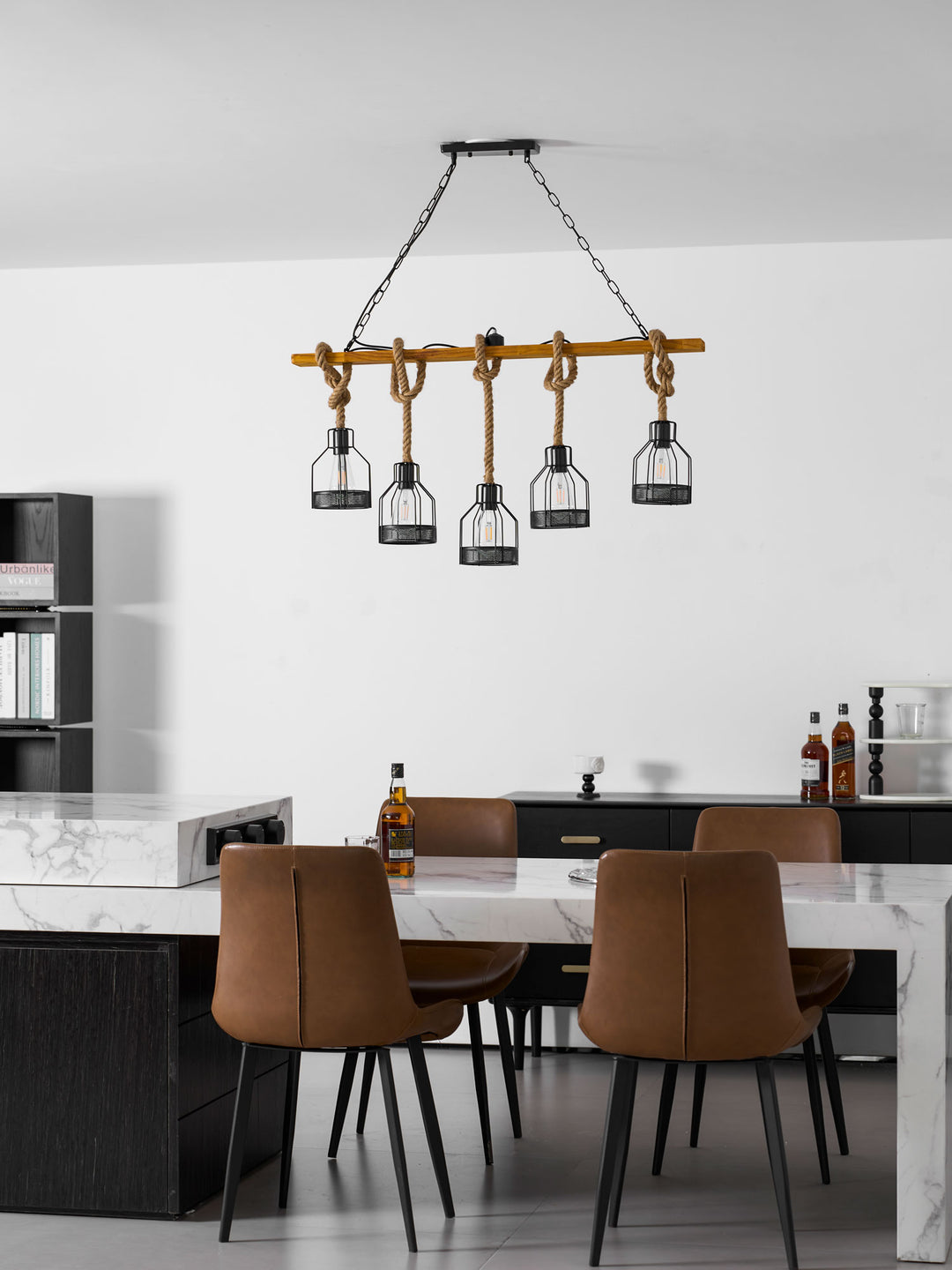 Hemp Rope Industrial Grenade Chandelier